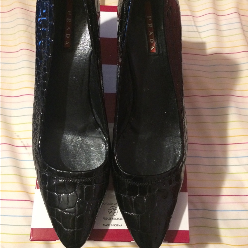 PRADA black snakeskin heels